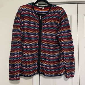 Coldwater Creek‎ Full Zip Cardigan Sweater Multi Color Size Large